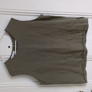 Linen Bryn Walker Olive Green Sleeveless Linen Top